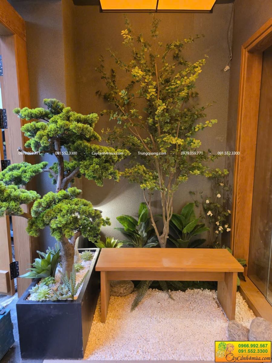 cây giả trang trí nhà hàng