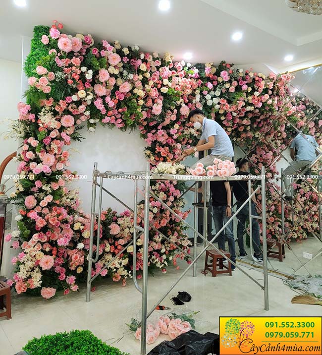 Địa chỉ nhận thi công tường hoa hồng giả tại Hà Nội
