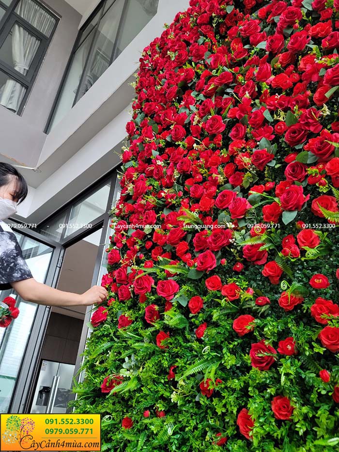 Nhận thi công tường hoa hồng giả tại Hà Nội