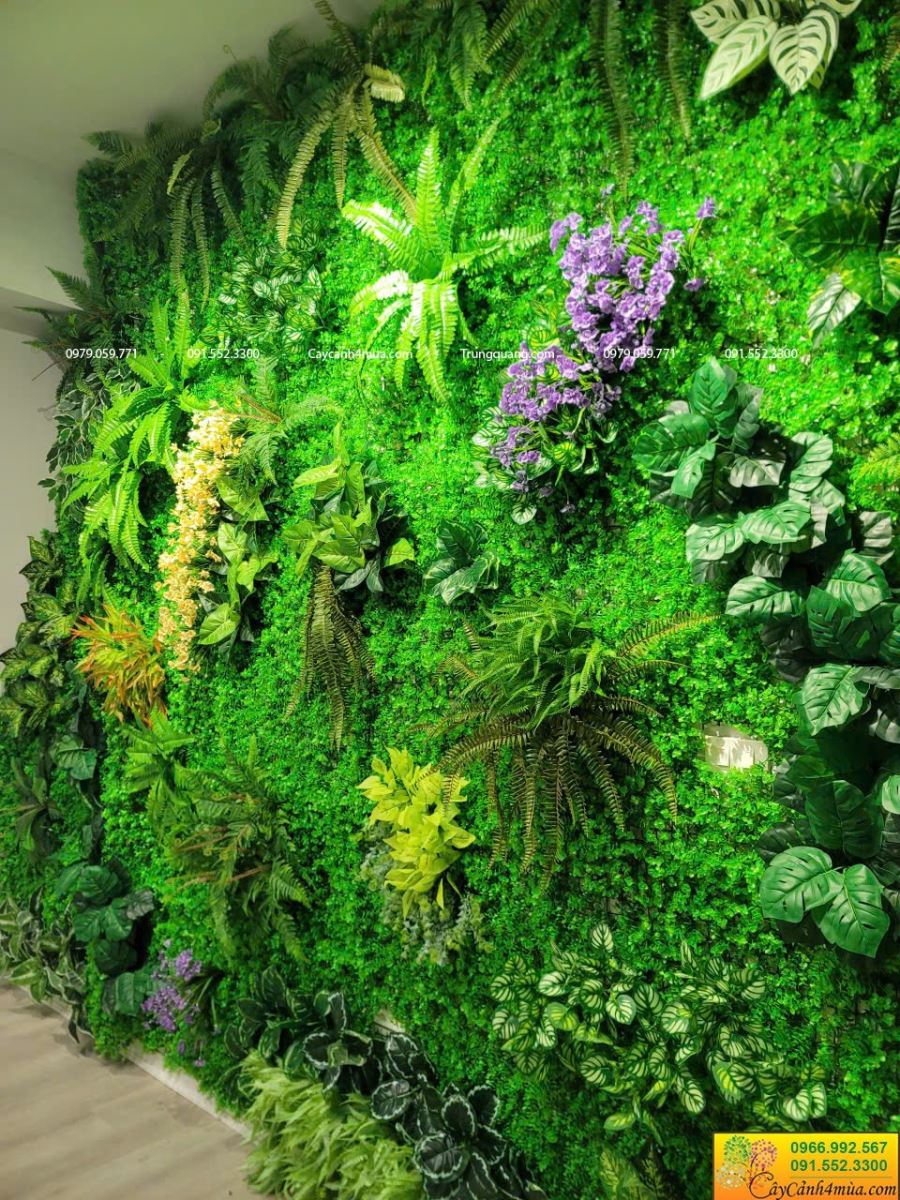 Tường cây giả phối màu đẹp