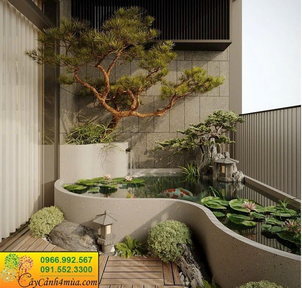 Bể cá composite đúc nguyên khối cho ban công chung cư.