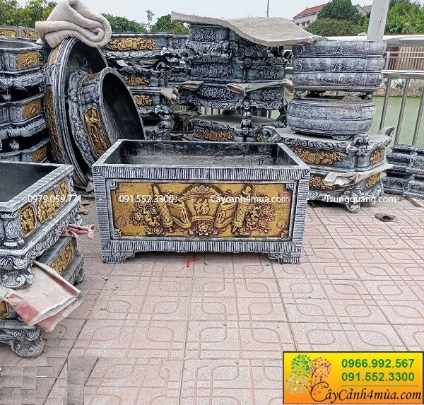 Chậu xi măng chữ nhật 1m