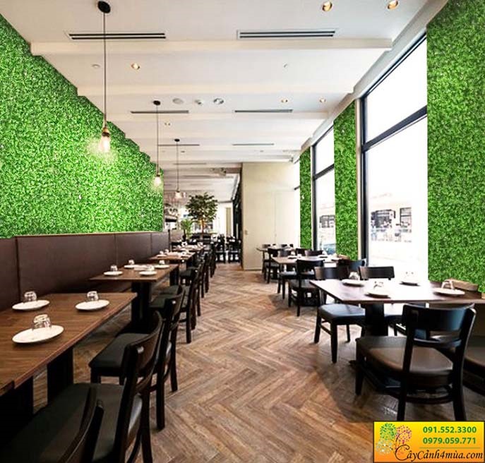 Mẫu tường cây giả trang trí nhà hàng, quán ăn, quán cafe.