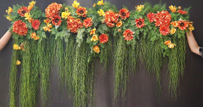 Cây - Hoa giả Decor tiểu cảnh phòng khách - Giếng trời sang đẹp