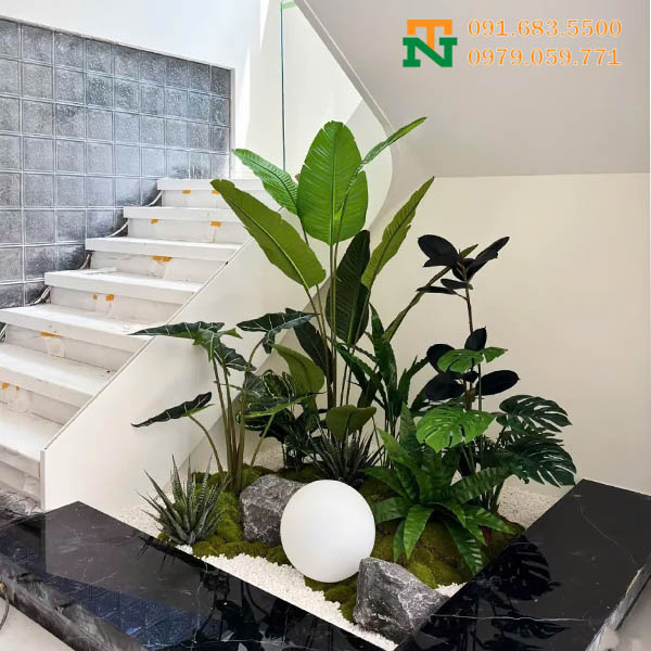 Setup Tiểu Cảnh Cây Giả Giếng Trời Đẹp, Tạo Không Gian Xanh